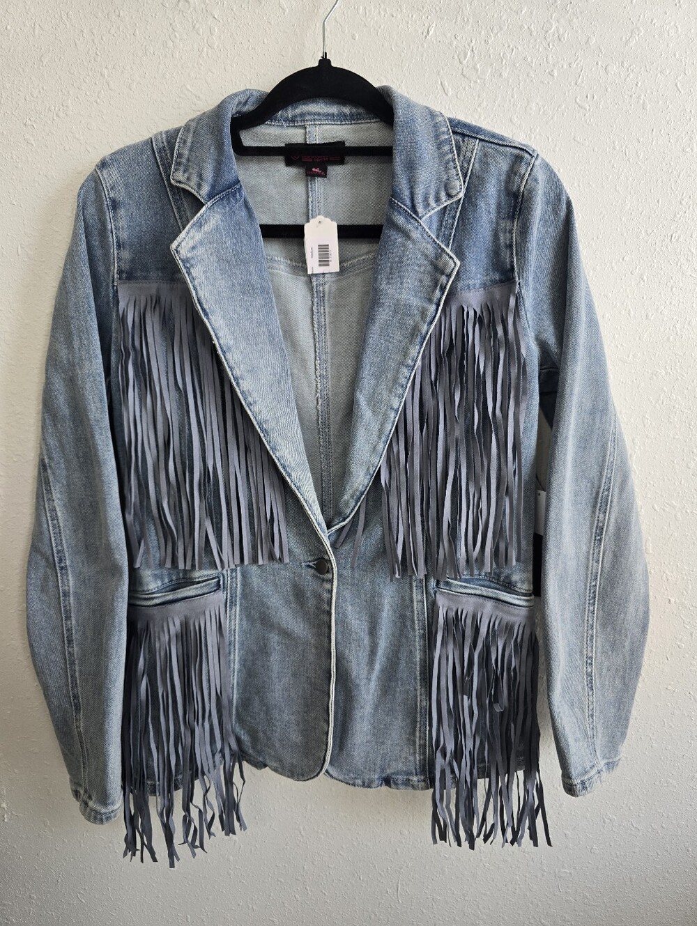 Rock & Roll Denim Fringe Western Denim Blazer Jacket NWT Medium - Picture 2 of 10